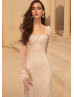 Square Neck Beaded Lace Tulle Fairy Wedding Dress